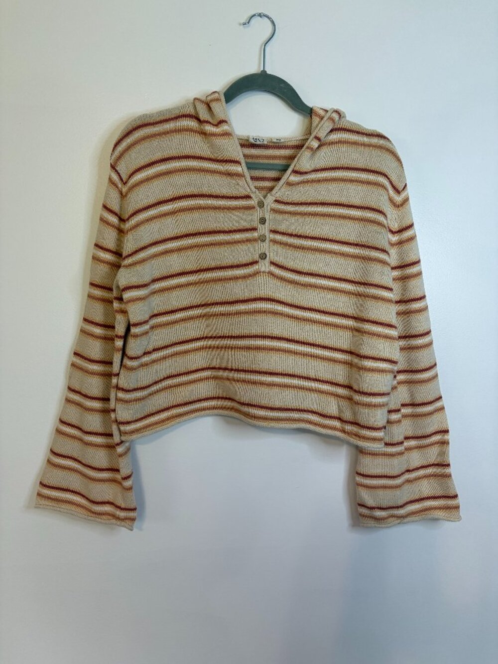 Roxy Side Swipe Poncho Hoodie In The Tapioca Retro Rays Stripe Colorway
